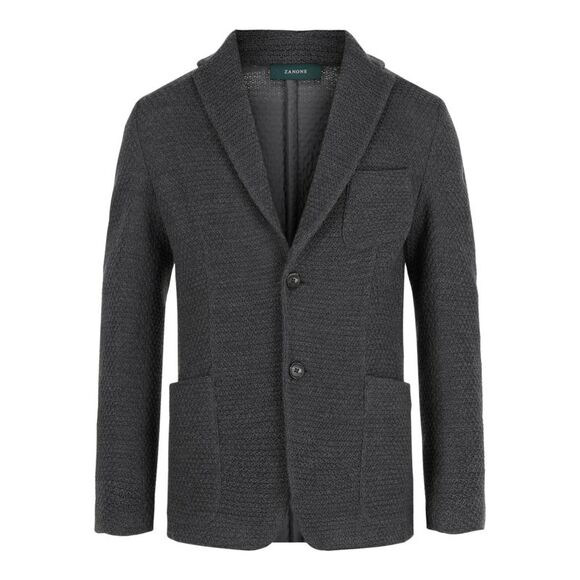 Slowear Zanone Single-Breasted Slim Fit Wool Blazer Grey Mens